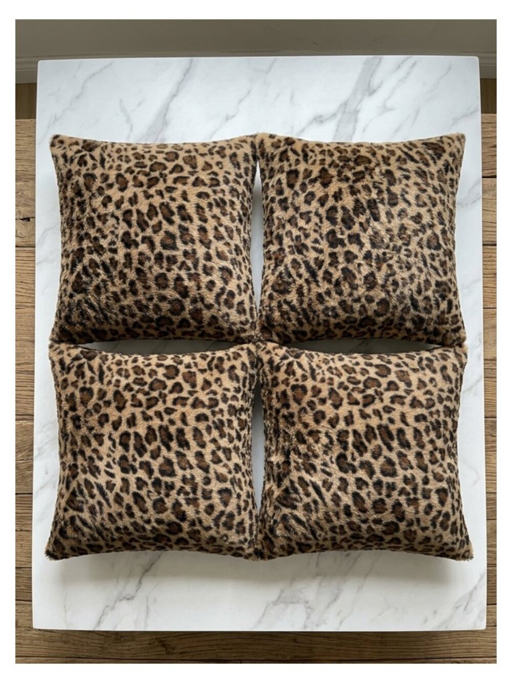 Faux Fur Cheetah Print Throw Pillow Covers Set of 2 18x18 Hidden Zipper